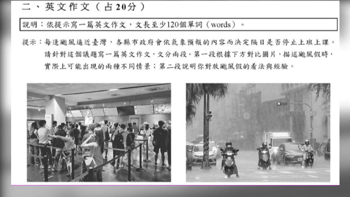 114學測英文科寫作題目，左圖遭部分學生反映印刷不清。（圖／大考中心）