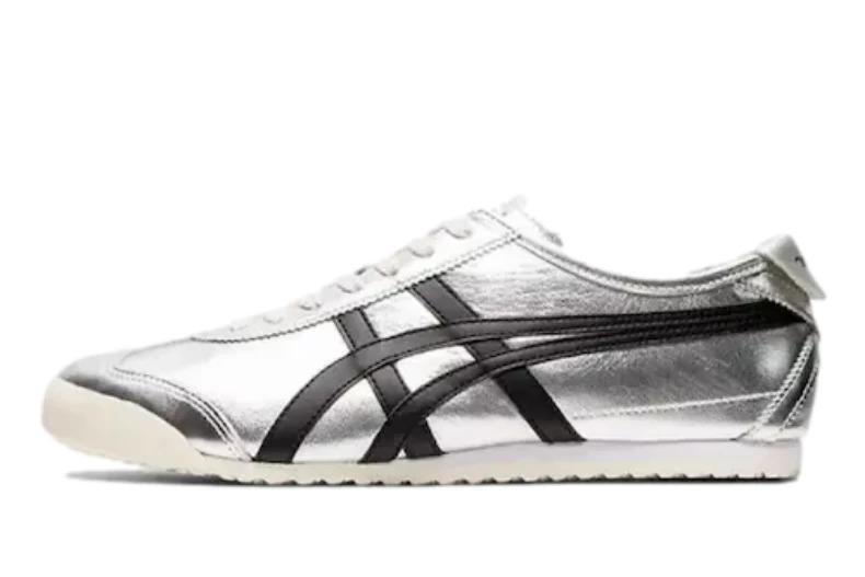 ONITSUKA TIGER MEXICO 66 銀底黑虎爪紋。（圖／AREA 02提供）