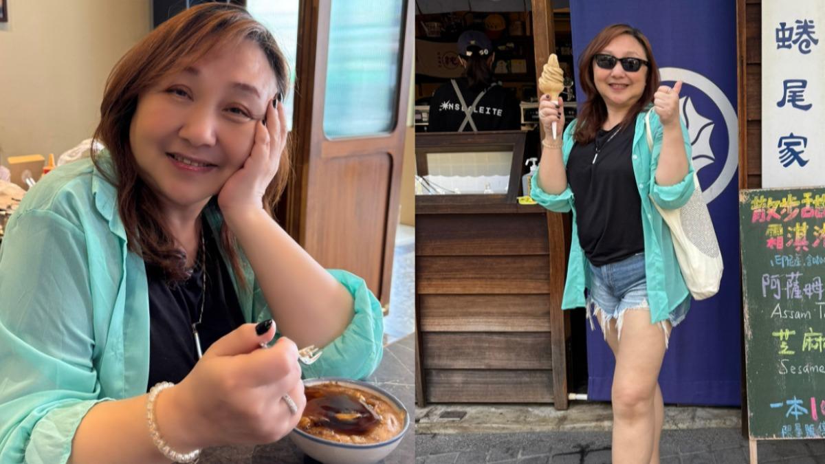 鄭怡走訪台南,開心品嘗許多美食。(圖/藍色狂想x樂來樂有趣提供)