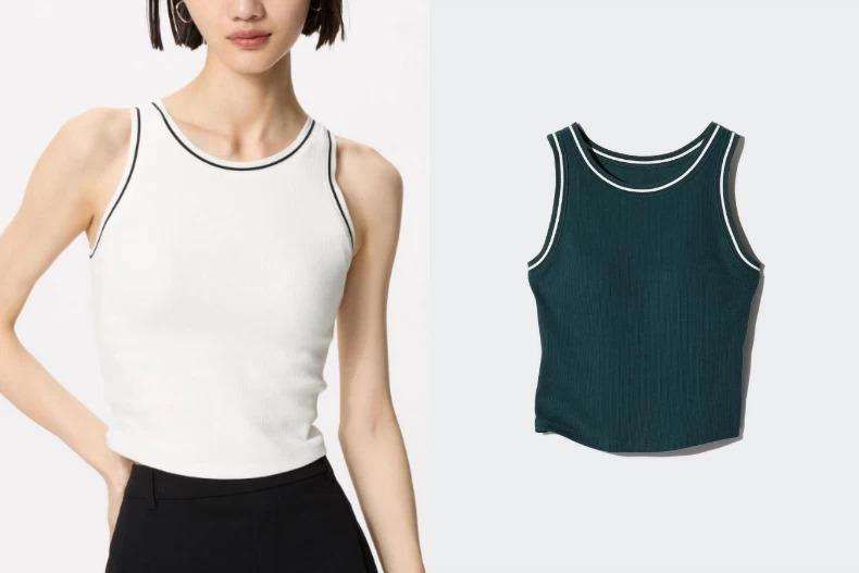 UNIQLO BRATOP 削肩短版背心 。(圖/UNIQLO提供)