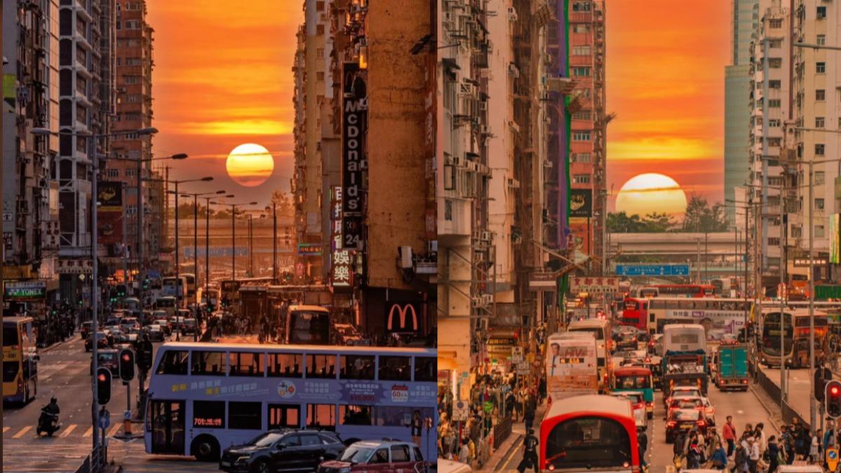 五一連假湧打卡熱點！陸客擠爆旺角東站　瘋拍「鹹蛋黃」夕陽