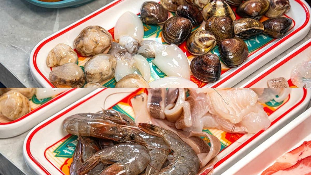 加價88元就享白蝦、蛤蜊、巴沙魚、小花枝、帆立貝、魷魚圈等6種海鮮吃到飽。(圖/「虎麗笑嗨嗨」提供)