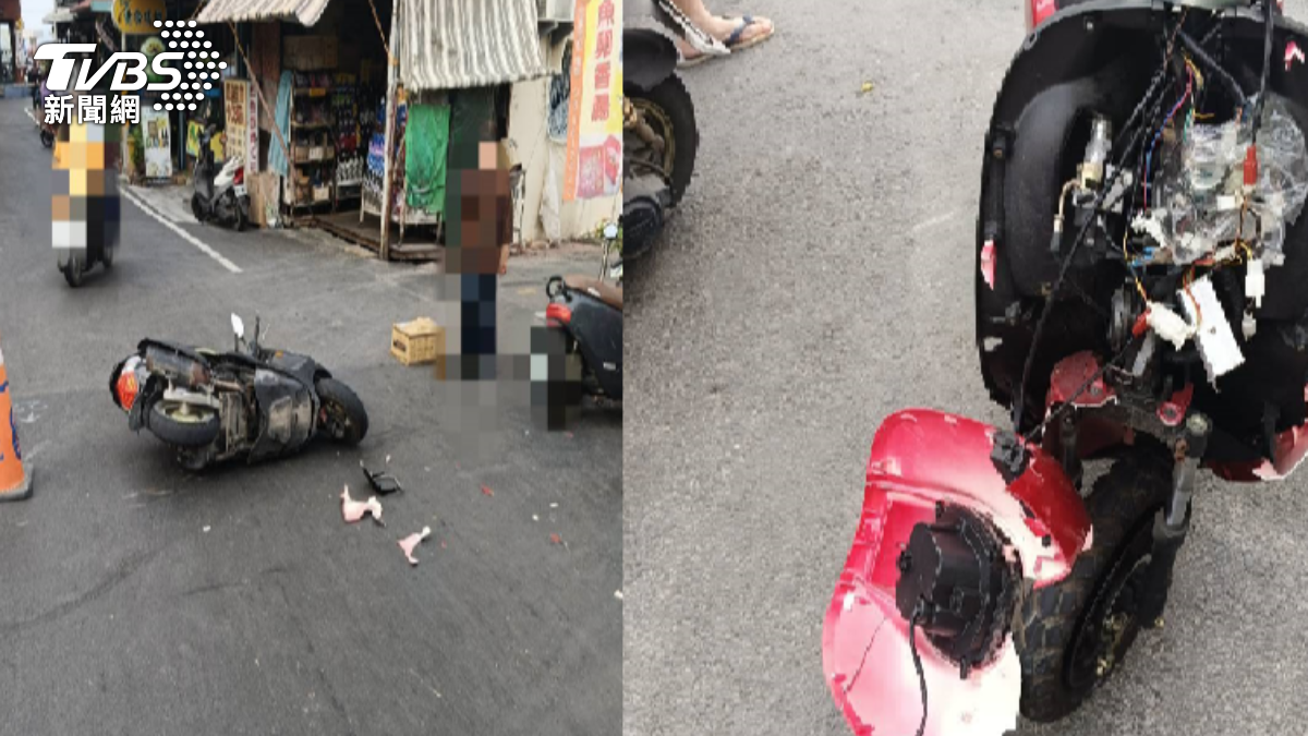 小琉球車禍4女騎士慘摔!車頭撞爛脫殼 2外籍女掛彩