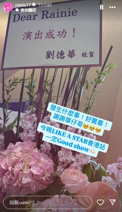 劉德華祝楊丞琳演出成功。(圖/翻攝自IG@rainie77)