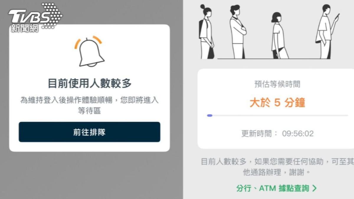 不少民眾排隊等兌換美元,導致網銀APP無法登入的狀態。(圖/TVBS)