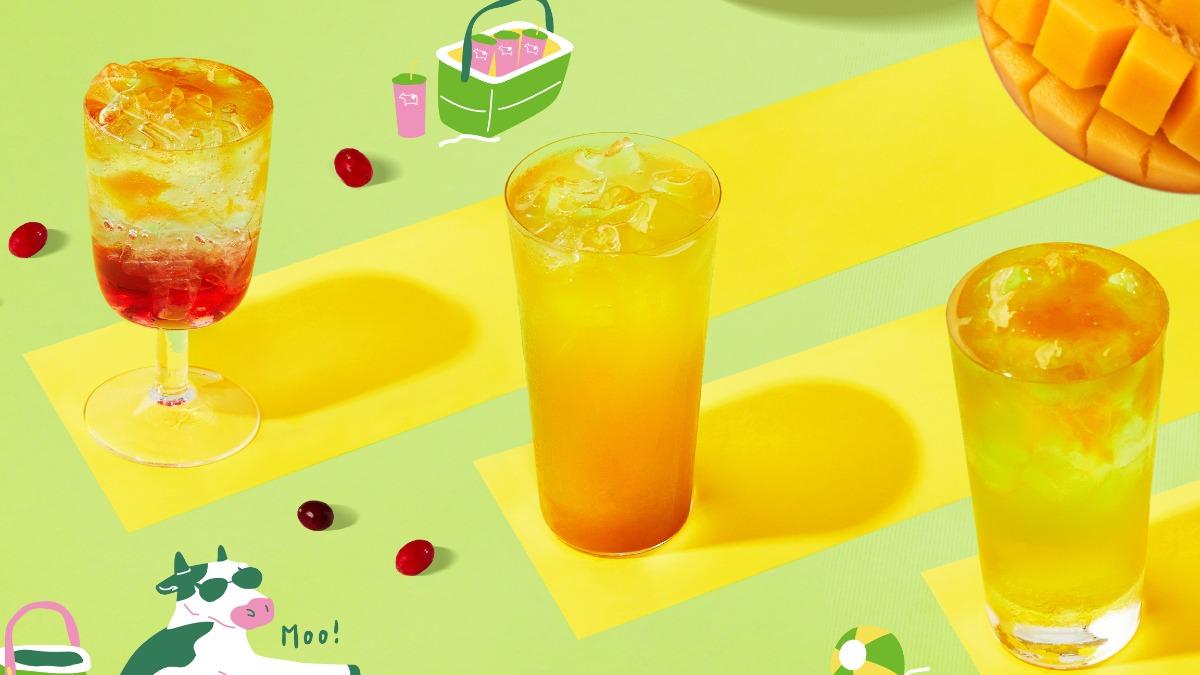 迷客夏首度攜手關島觀光局5月7日起跨界聯名推出3款熱帶芒果飲品。(圖/業者提供)