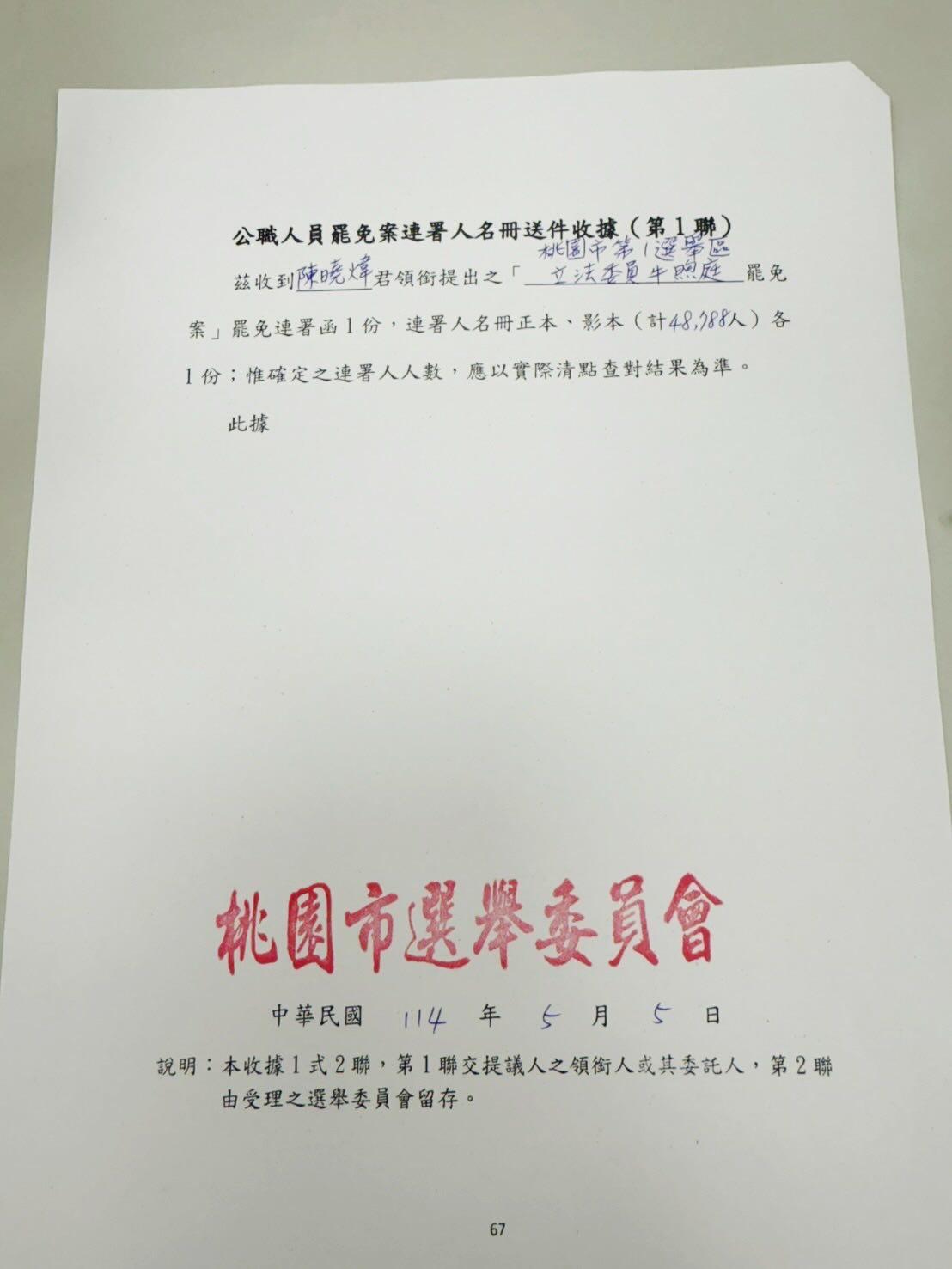 罷免牛煦庭的造冊連署書達4萬8788份。(圖/翻攝自Threads@qn_taiwan)