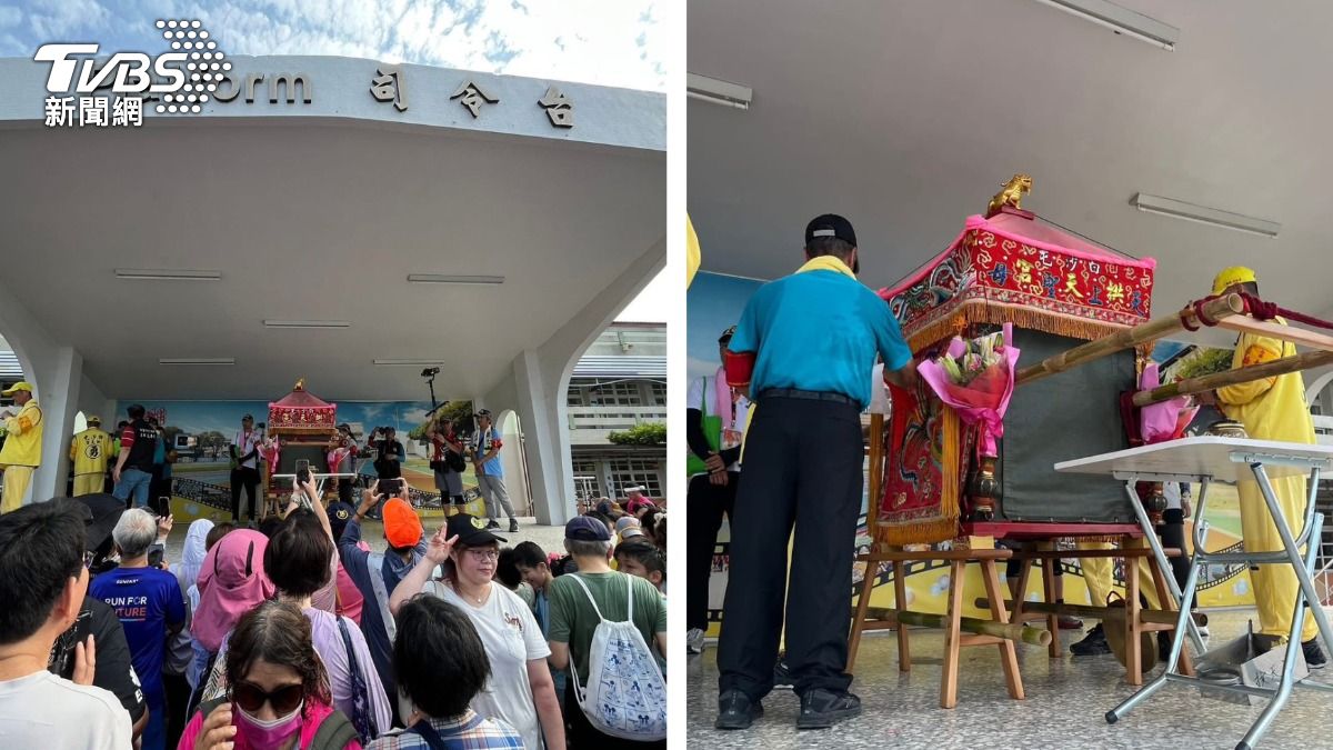 粉紅超跑停駕司令台!埔鹽國小童排隊鑽轎底 齊喊:媽祖我愛妳