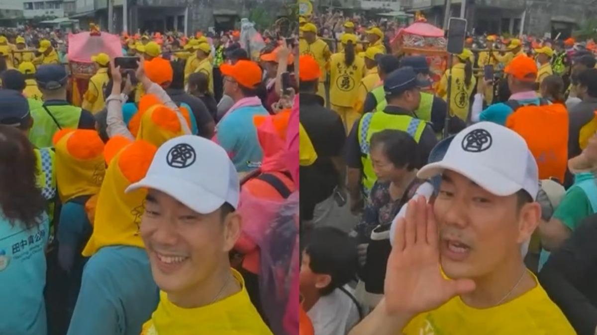 任賢齊遇到了！接駕「粉紅超跑」好興奮　拿手機搶拍：感謝媽祖