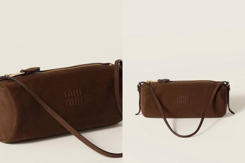 MIU MIU Suede Pouch 麂皮包。(圖/MIU MIU提供)