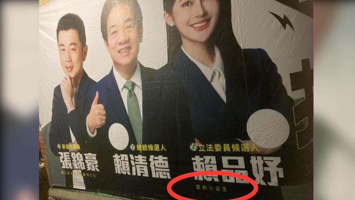 迴力鏢!賴品妤遭酸「雲豹小公主」反轟網友 網挖她競選看板:笑死