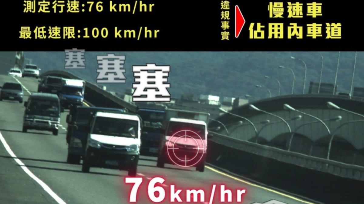 國道曾發生龜車佔用內車道問題。(圖 / 「國道公路警察局」提供)