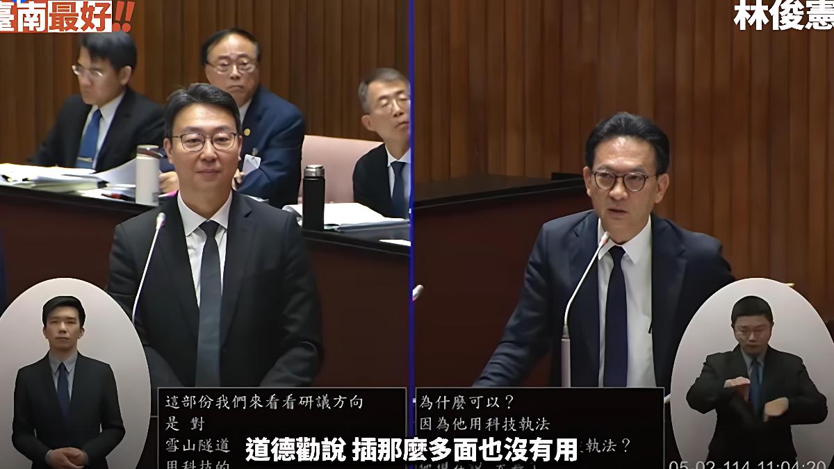 比起道路標語宣導,林俊憲認為修法才能改善內車道佔用問題。(圖/ 翻攝自林俊憲臉書)