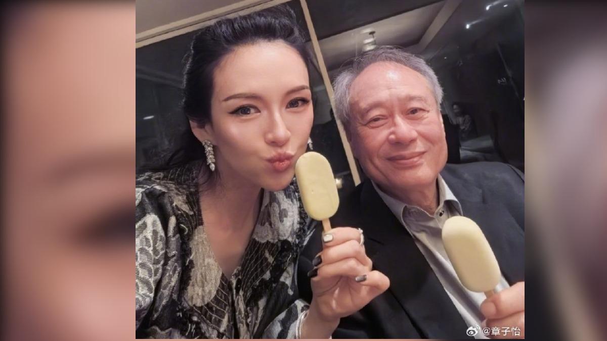 章子怡與李安。（圖／章子怡微博）