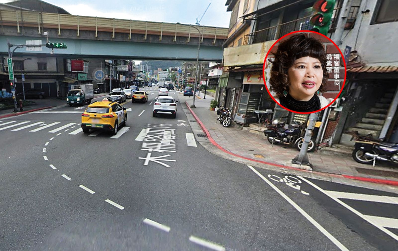 2022年1月底，翁素蕙在台北市文山區違規穿越馬路，被轉彎車輛撞傷。（圖／翻攝自Google Maps）