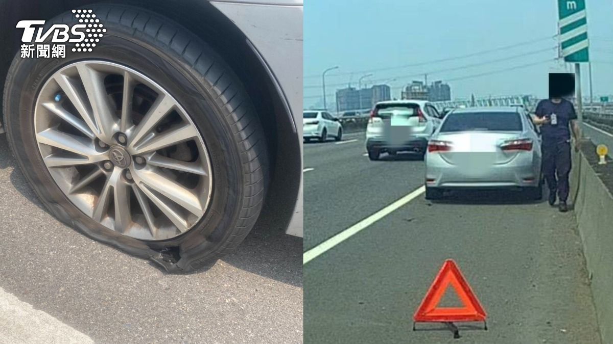 快速道路遇爆胎!男放完路障「回車上休息」 警看傻曝危險性