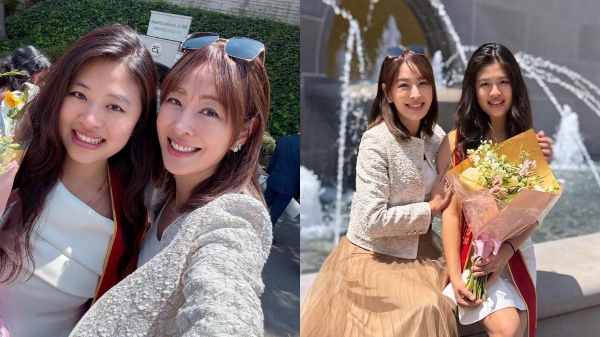 賈永婕「學霸女兒」美成這樣!全家赴南加大畢業典禮 母女秀辣腿神基因
