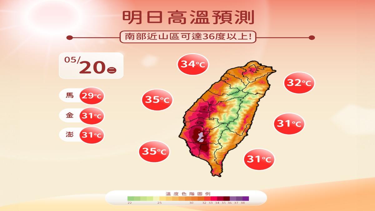 天氣／熱成紅番薯！6地再飆36°C　這天雨彈擴大開炸