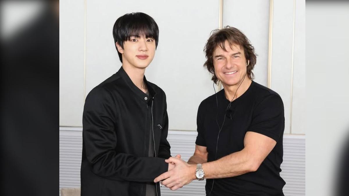 BTS成員Jin與好萊塢影星湯姆克魯斯合影。(圖/翻攝 missionimpossible@IG)