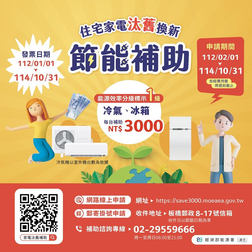 住宅家電汰舊換新節能補助。(圖/經濟部能源署提供)