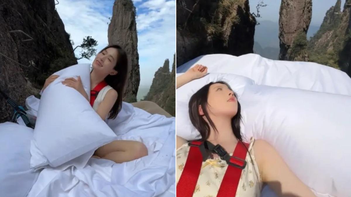 在廣為流傳的宣傳影片中，可以看到1位表情極為平靜的女子伸展雙臂、樣貌相當悠閒。（圖／翻攝自Jam Press）
