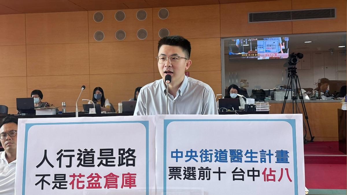 林昊佑針對台中人行道安全提出質疑。（圖／無黨籍台中市議員林昊佑提供）