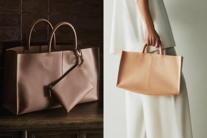 ZARA HOME皮革托特包,展現奢華的接縫細節,還以100%牛皮製作,帶來不輸大牌的精緻度與質感。(圖/ZARA HOME)