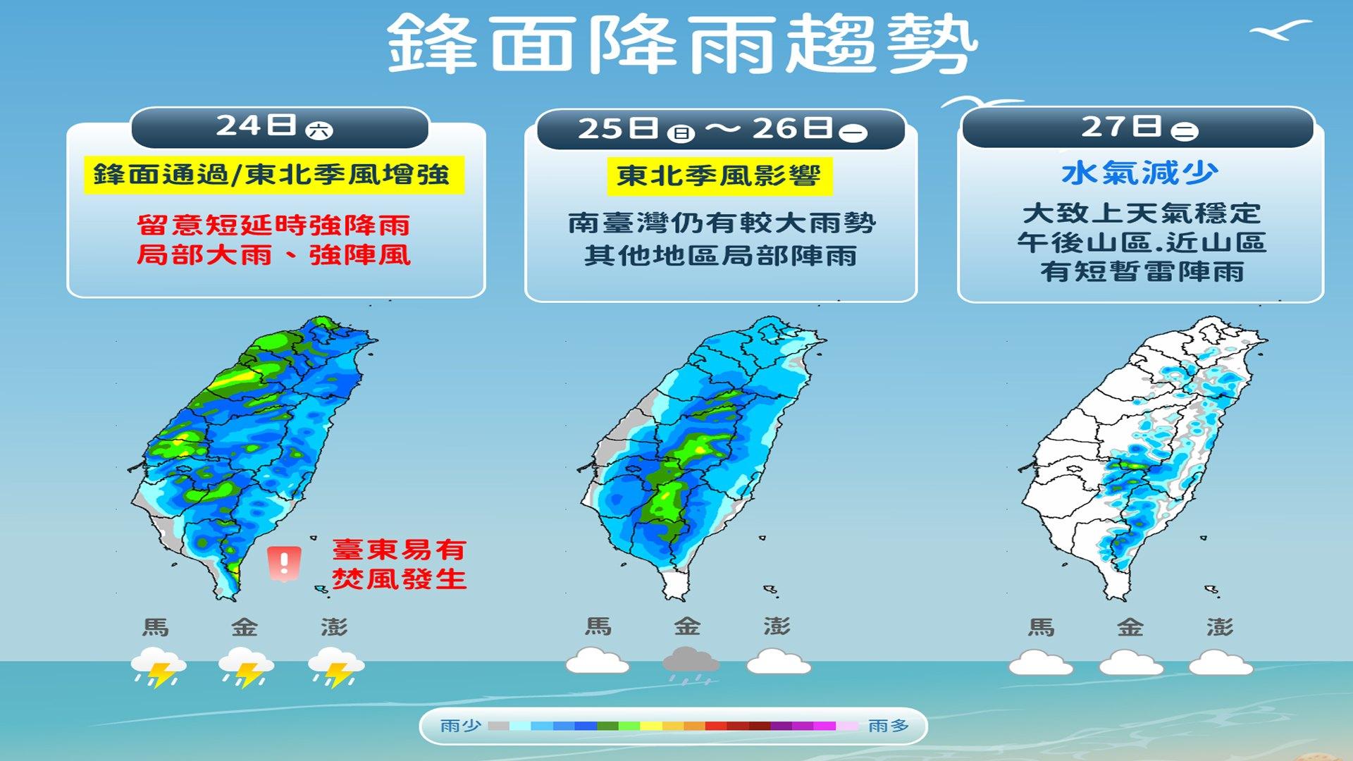 鋒面降雨趨勢。（圖／TVBS）
