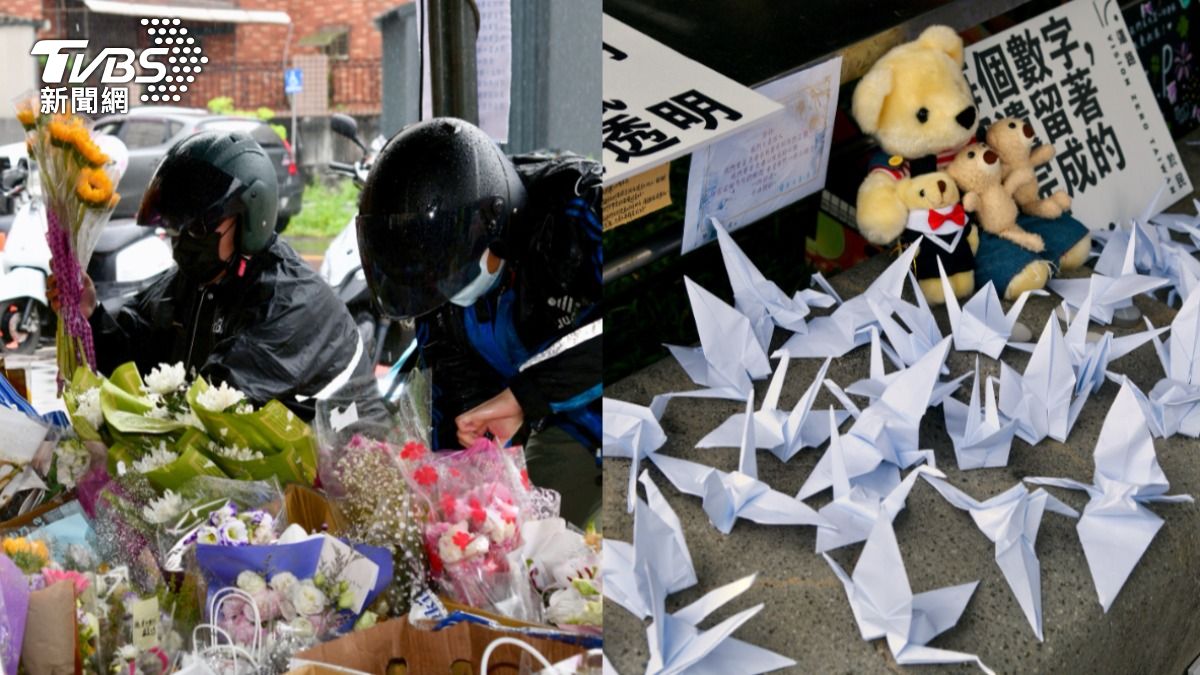 三峽車禍頭七悼念!民眾鮮花、紙鶴湧入 法師繞路口誦經