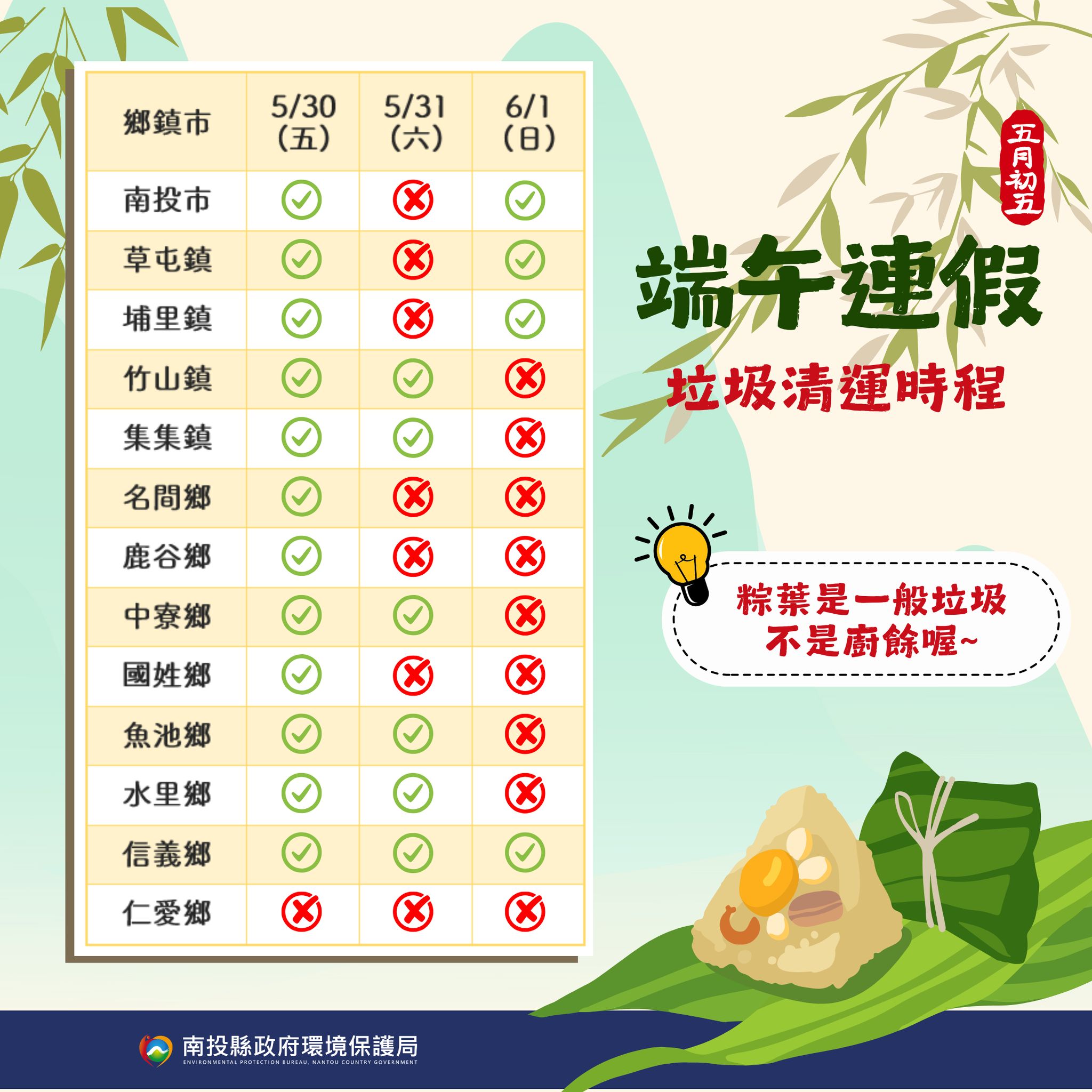 南投縣端午節垃圾車-端午節垃圾車-端午節垃圾車有休息嗎-端午節垃圾車有收嗎-2025端午節垃圾車