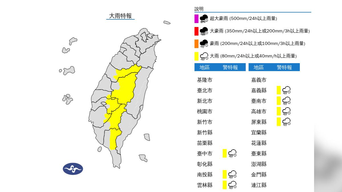 天氣/外出注意!午後對流旺盛「7縣市大雨特報」一路下到晚上