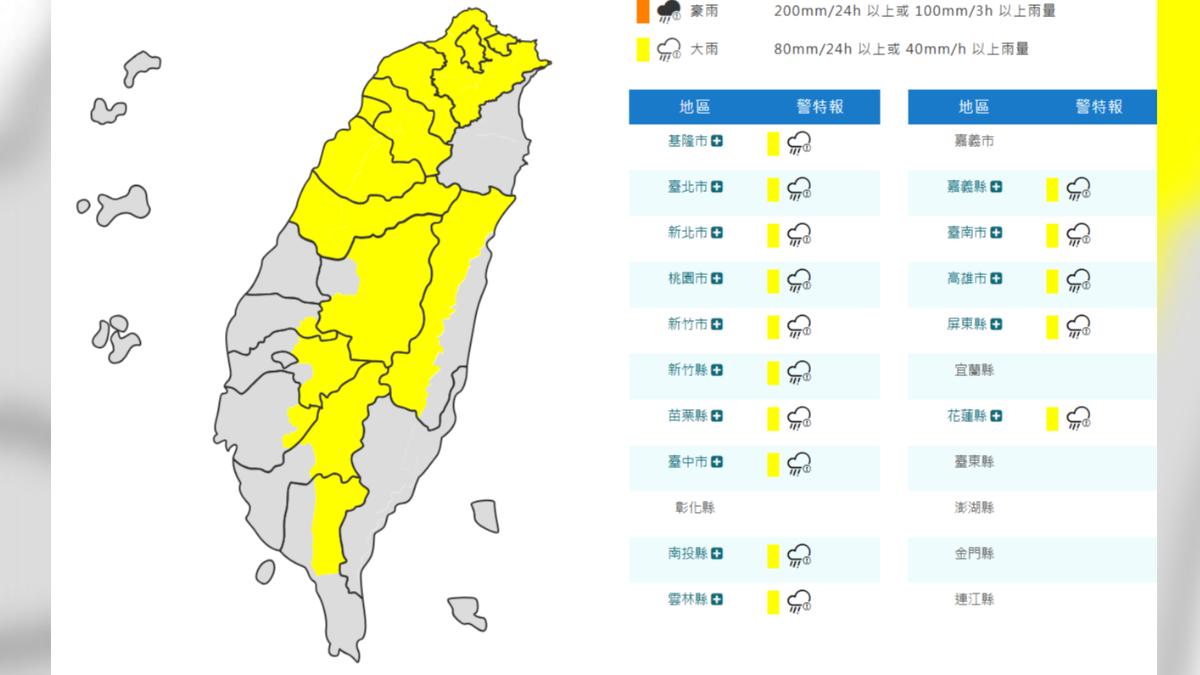 天氣/端午連假前夕雨不停!15縣市大雨特報 山區留意落石