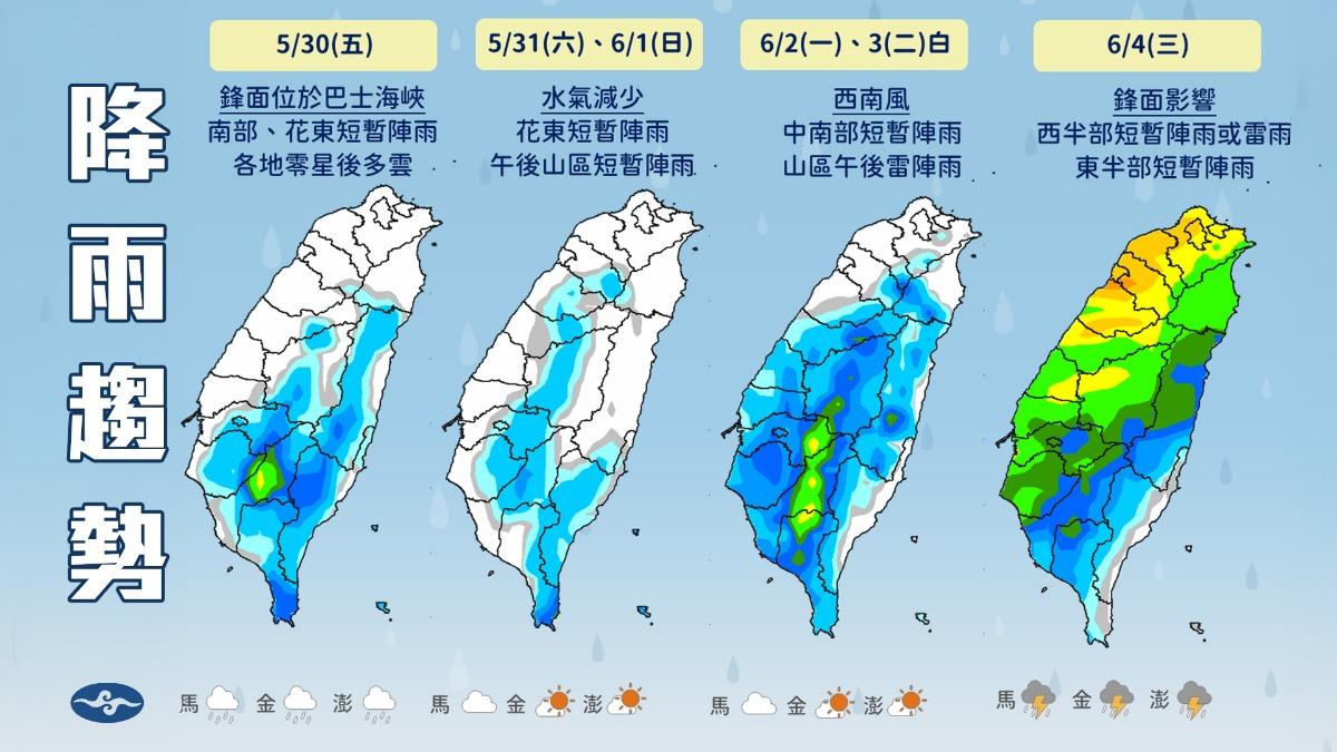 天氣/明起漸轉晴!週日氣溫飆回31度 「這天」下波鋒面再殺到