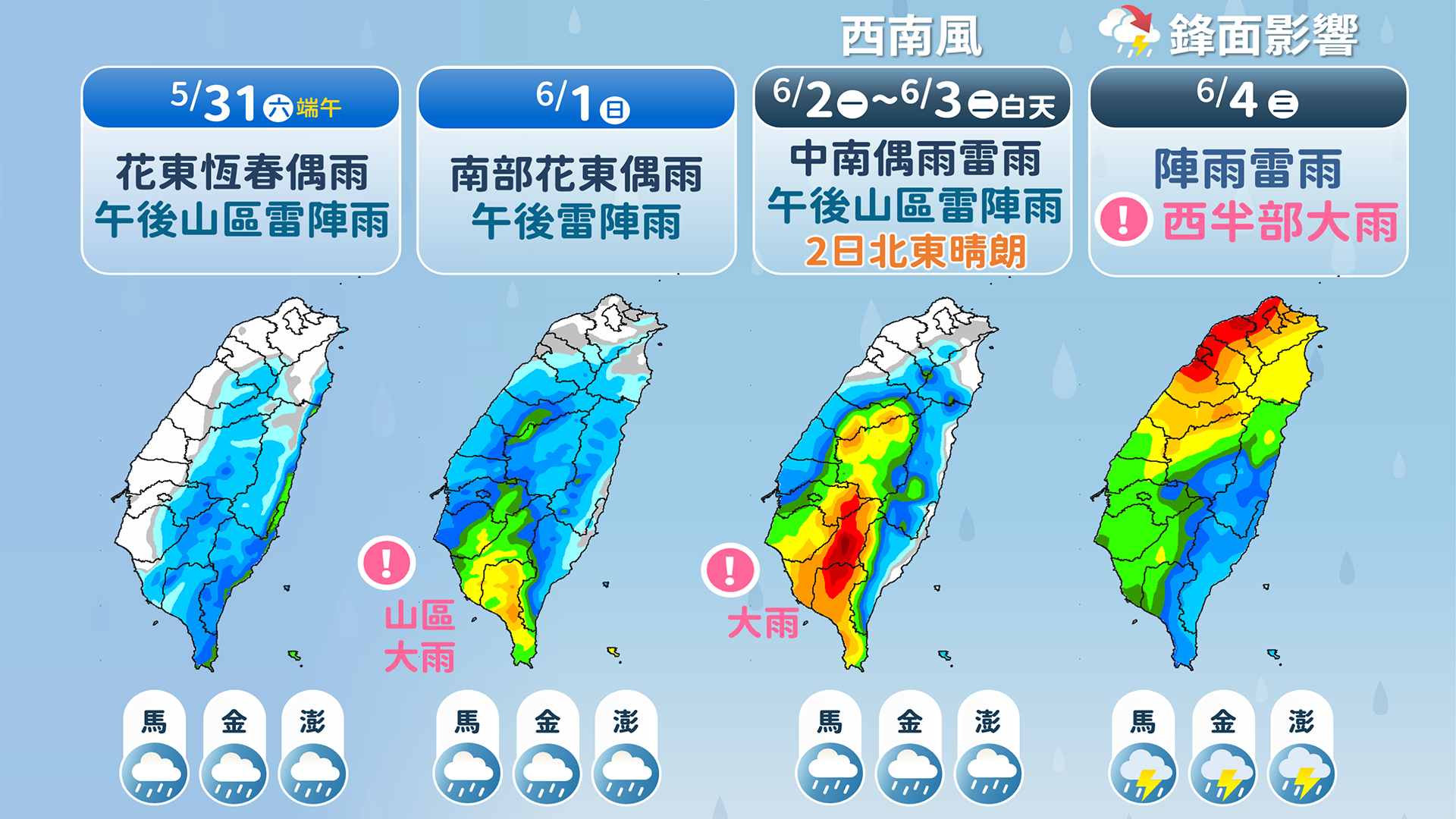天氣,端午節,端午節天氣,端午連假天氣,台灣天氣,明天天氣,今天天氣,一週天氣,明日天氣,氣象署