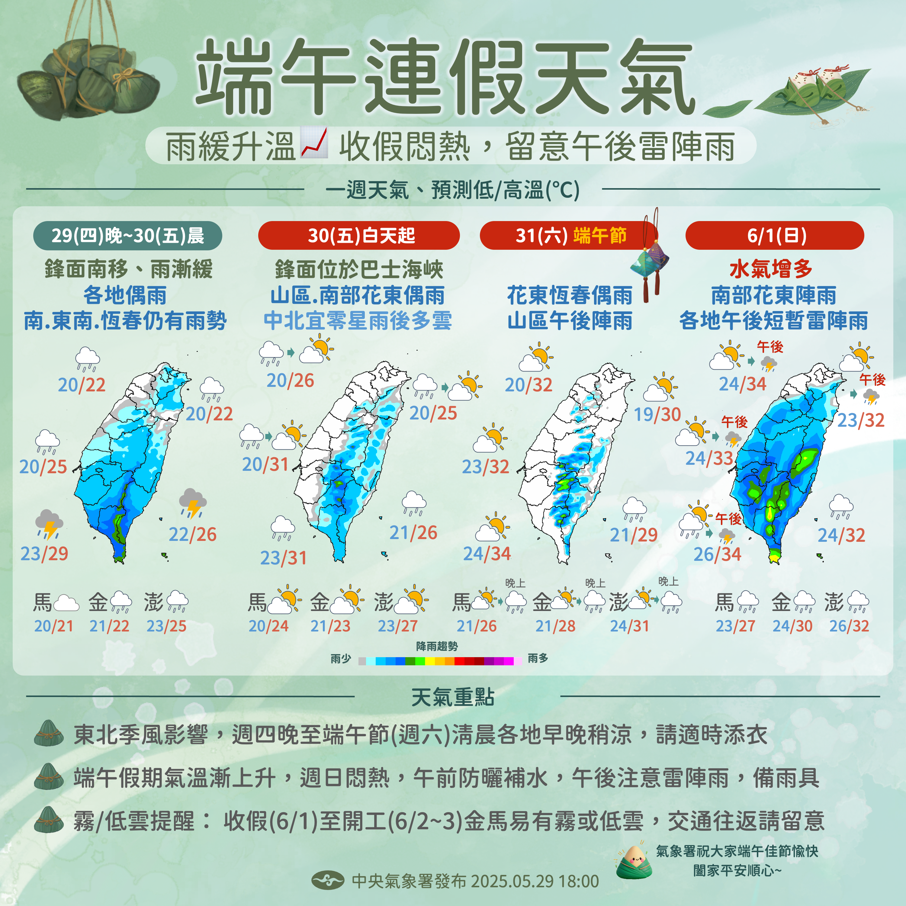 天氣,端午節,端午節天氣,端午連假天氣,台灣天氣,明天天氣,今天天氣,一週天氣,明日天氣,氣象署