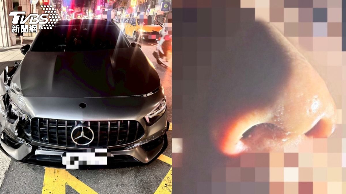 新北男開賓士撞車!下車「鼻沾白粉」宛如白鼻心一驗慘了