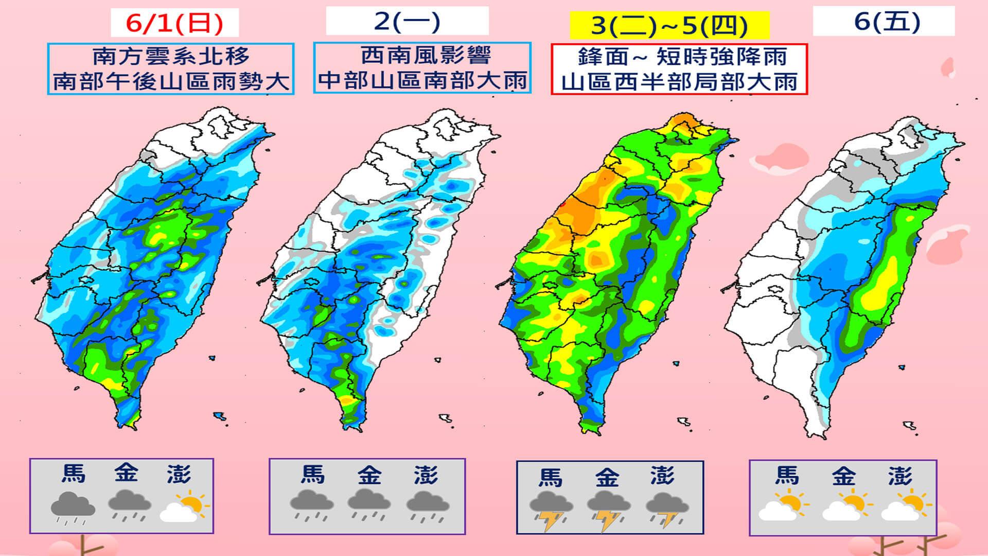一週降雨趨勢。(圖/TVBS)