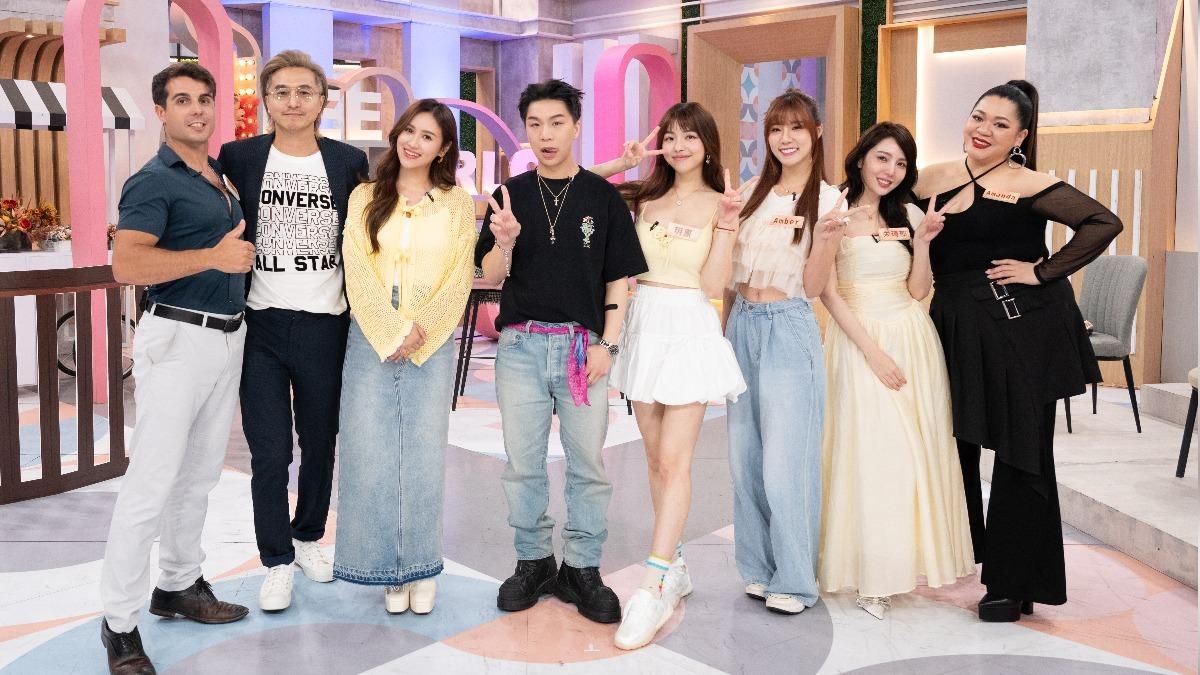 佩德羅(左起)、王少偉、Sandy、派翠克、玥熹、Amber、朱琦郁及Amanda。(圖/東森提供)