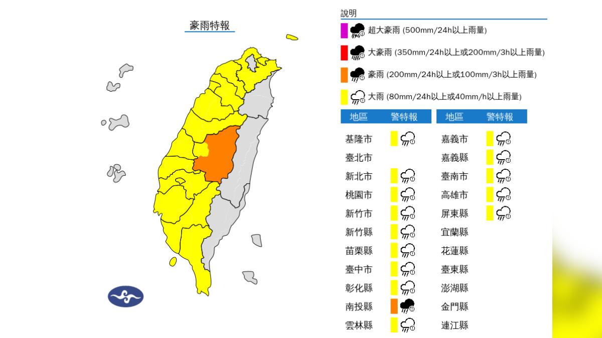 天氣／國家警報響了！大雷雨「狂轟6縣市」　防劇烈降雨、打雷