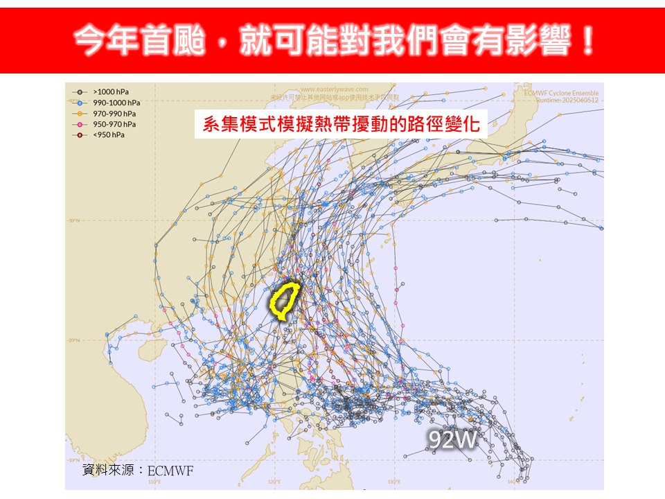 氣象專家林得恩斷言,「路徑會非常靠近台灣東部外海,甚至更靠近台灣陸地。」(圖/翻攝自林老師氣象站)