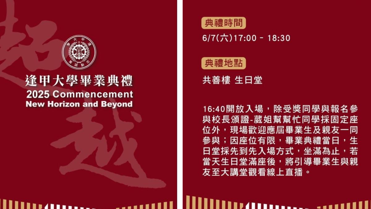 家長大鬧系畢典害取消!今晚「逢甲全校畢典」 網:再一次我服了