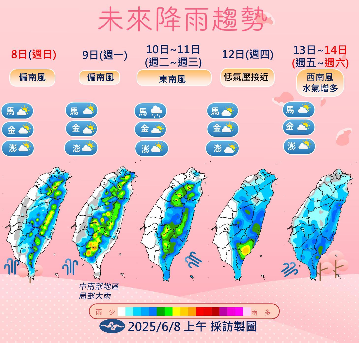 未來一週降雨趨勢。（圖／中央氣象署）