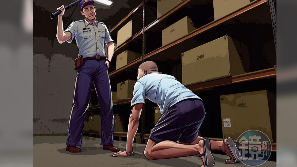 高雄監獄管理員（左）逼受刑人（右）口交，檢方調查後，起訴管理員。（示意畫面，AI繪圖Adobe Firefly生成，本刊美術組後製）