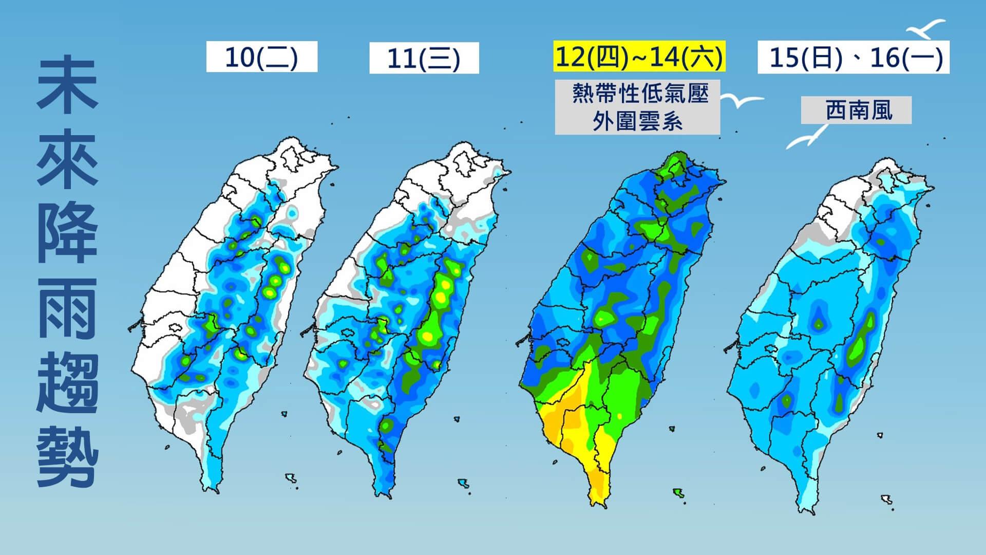 一週降雨趨勢。（圖／TVBS）