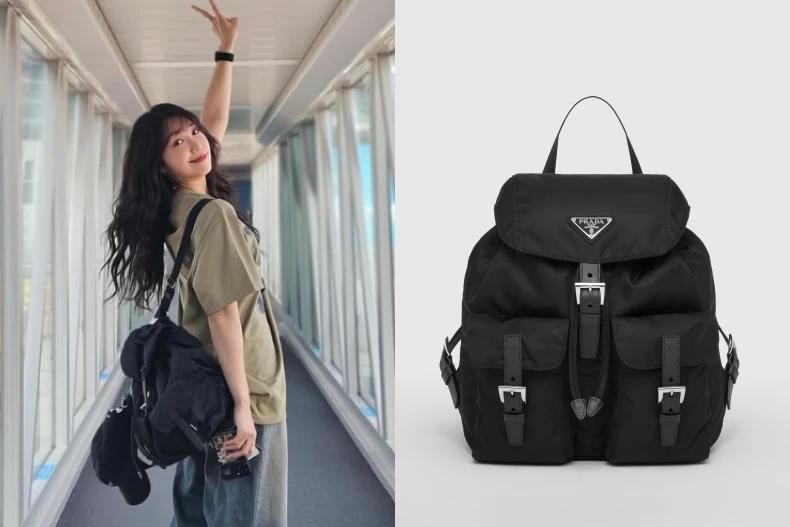 Prada Mariner 小號 Re-Nylon 水桶袋。(圖/翻攝自IG@artist_eunji、PRADA)
