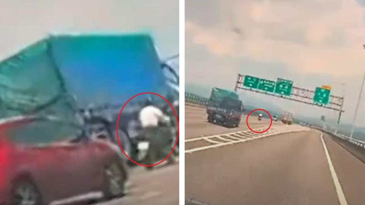 嚇壞全場!高齡騎士誤闖國道3號 與汽車飆速、亂切內線