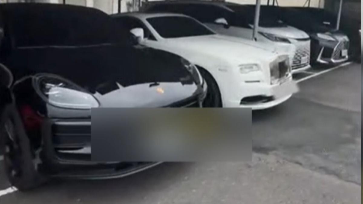 放眼望去一整排的豪車，都是顏男詐騙所得。（圖／TikTok）