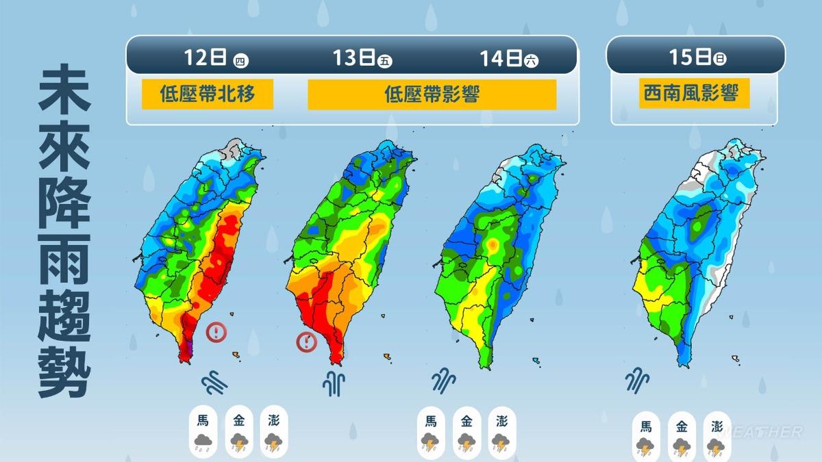 天氣/新「熱帶性低氣壓」接近!今起全台有雨 2地區防豪大雨