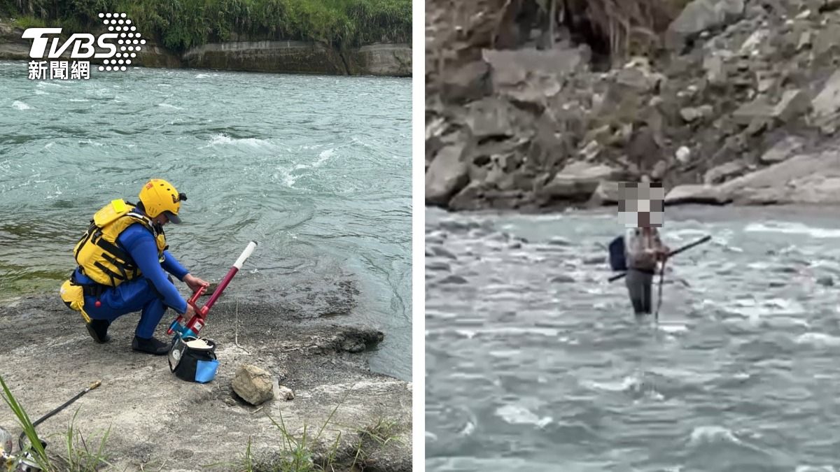 颱風前夕溪水暴漲!台中男釣魚受困沙洲2小時 險遭沖走