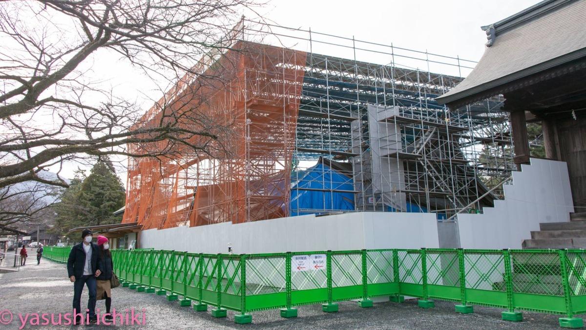 2016年熊本地震後,阿蘇神社的正殿被拆除進行重建。(圖/一木康提供)